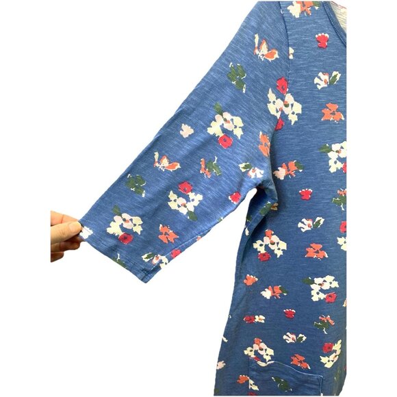 Boden Womens Dress Blue Floral Front Pockets 100% Cotton 3/4 Sleeve Sz 6 Preppy - Picture 2 of 8